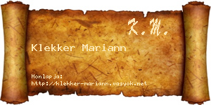 Klekker Mariann névjegykártya